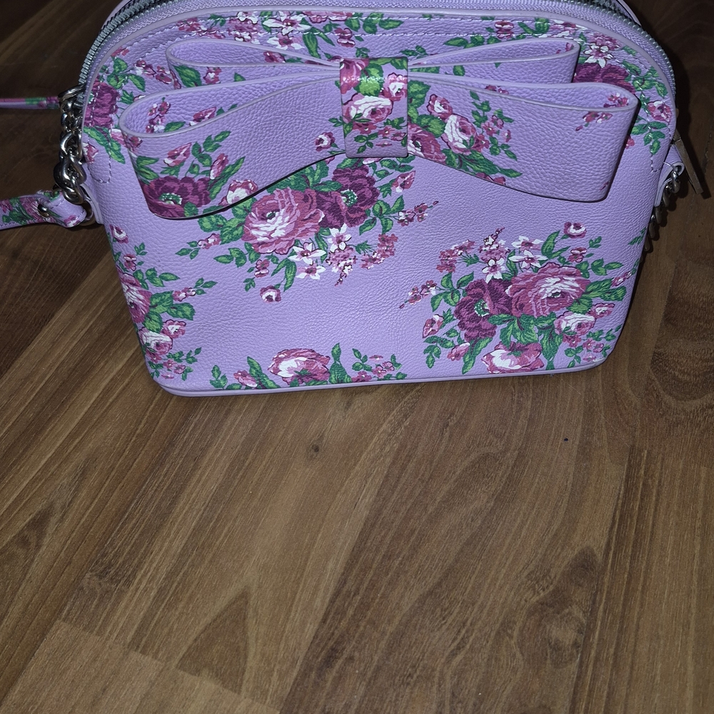 Betsey Johnson Purple and Green Crossbody Bag with Floral Design